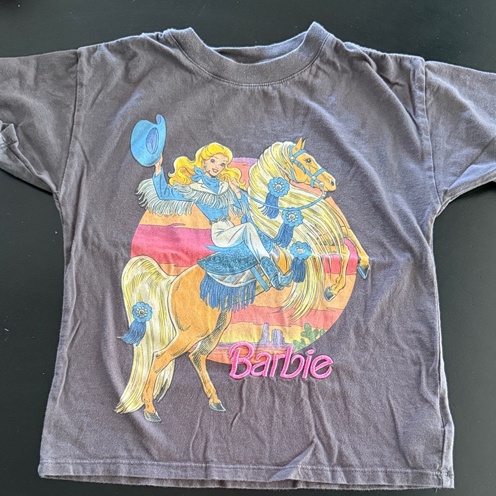 CottonOn Barbie Kids Cowboy Graphic Tee - Dark Gray